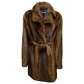 Marc by Marc Jacobs-CO. Brown Belted Mink-fur Trench Coat-Brown