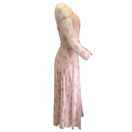 Marc by Marc Jacobs-CO. ivory / pink / Green Multi Floral Paisley Printed Long Sleeved Silk Midi Dress-Multiple colors