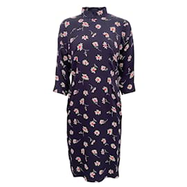 Comme Des Garcons-Comme des Garcon Navy Blue Daisy Print Dress-Navy blue