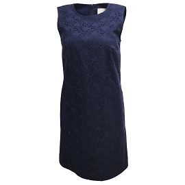 Carolina Herrera Abito da cocktail midi senza maniche con occhielli blu navy Blu