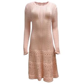 Carolina Herrera Rosa langärmliges Strick-Midi-Cocktailkleid Pink