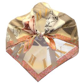 Cartier Beige / Taupe Multi Watch Print Square Silk Scarf Beige
