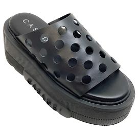 Sandali Nexus Platform Slide Casadei in pelle nera traforata Nero