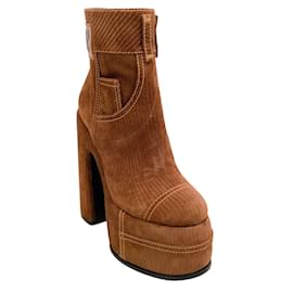 Botas de plataforma Casadei Goldmine Velvet Roxy Camelo