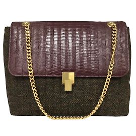 Bolsa de Ombro de Couro Victoria Beckham Tejus Estampado Quinton Borgonha de couro de bezerro Roxo