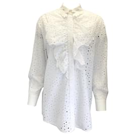 Autre Marque-Vivetta Finicky Filly Long Sleeved Button-down Eyelet Blouse-White