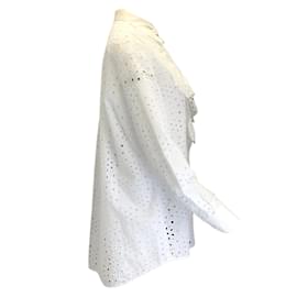 Autre Marque-Vivetta Finicky Filly Long Sleeved Button-down Eyelet Blouse-White