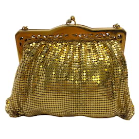 Autre Marque-Whiting & Davis Vintage Gold Mesh Mini Evening Clutch Bag-Golden