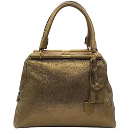 Yves Saint Laurent-Yves Saint Laurent Gold Metallic Leather Medium Majorelle Shoulder Bag-Golden