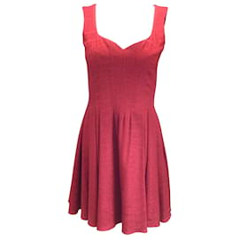 Zac Posen-Zac Posen Raspberry Sweetheart Neckline Sleeveless A-Line Dress-Red
