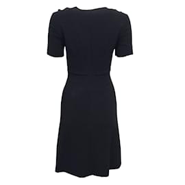 Fendi-Robe de cocktail Fendi noire avec col en vison bleu-Noir