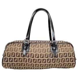 Fendi-Fendi Mini Bowling Zucca Tan Cartable-Marron