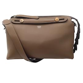 Fendi-Fendi Vitello Dolce Croc Tail Medium By The Way Boston Bag-Brown