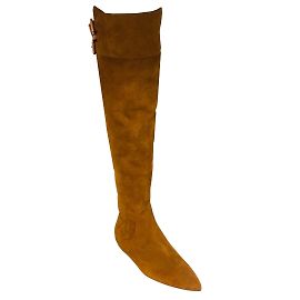 Gabriela Hearst Bottes plates en cuir suédé marron cognac Marron