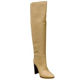 Saint Laurent-Saint Laurent Ivory Leather Pull On Boots/Booties-Cream