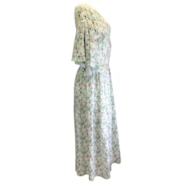 Autre Marque-Gul Hurgel Branco / Vestido midi de linho estampado floral verde com vários cintos-Multicor