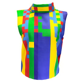 Autre Marque-Top in cotone con stampa multi pixel arcobaleno Halpern-Multicolore