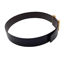 Hermès-Hermès Black / Dark Brown 2013 H Buckle Reversible Leather Belt-Black
