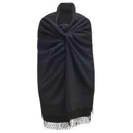 Echarpe Cachemire Hermès Noir à Franges/wrap Noir