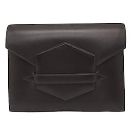 Hermès-Embreagem de couro marrom Hermes Faco Box-Marrom