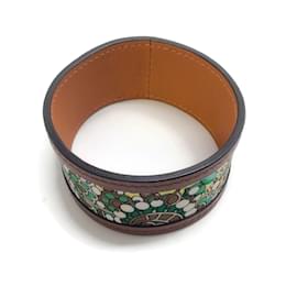 Hermès-Vert Hermès / Bracelet en cuir de soie marron Petit H-Marron