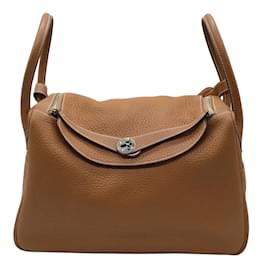 Hermès-Hermes Lindy 2007 Cuir Clémence Doré 34Sac à bandoulière CM-Marron