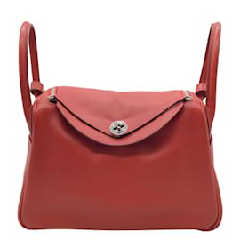 Hermès-Hermès Lindy 2008 Rouge Togo Leather 30cm Shoulder Bag-Red