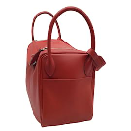 Hermès-Hermès Lindy 2008 Rouge Togo Leather 30cm Shoulder Bag-Red