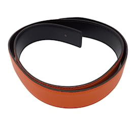 Hermès-Hermes Orange / Black 2012 Reversible 32mm Leather Belt Strap-Orange