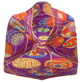 Hermès-Lenço de seda quadrado plissado Hermes roxo multi L'Art du Temari-Roxo