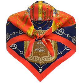 Hermès Hermes rosso / Sciarpa di seta quadrata Multi Cliquetis blu navy Rosso