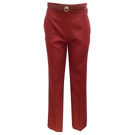 Hermès Rouge Jupiter Woll-Gabardine-Hose mit gerader Passform Rot