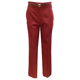 Hermès-Pantalon droit en gabardine de laine Hermès Rouge Jupiter-Rouge