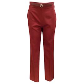 Hermès-Hermès Rouge Júpiter Gabardine Lã Calça reta-Vermelho
