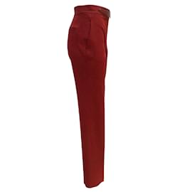 Hermès-Hermès Rouge Jupiter Wool Gabardine Straight Fit Pants-Red
