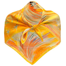 Hermès-Ermete Giallo / Sciarpa in seta quadrata Multi Feux du Ciel arancione-Giallo