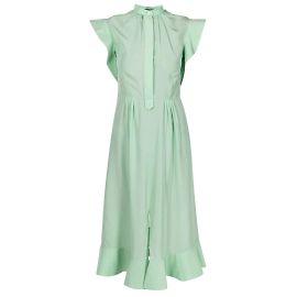 Robe mi-longue Rochas vert menthe en soie à volants Shirley Vert