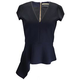 Roland Mouret Navy Blue Breen Crepe Top Blue