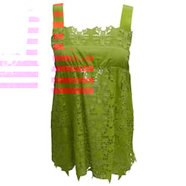 Sacai-sacai Orange Sleeveless Star Eyelet Blouse-Orange