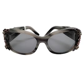 Chanel-Chanel Grey Crystal Bijou Numero 2 Sunglasses-Other