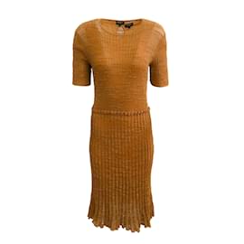 Chanel-Chanel Marigold Ribbed Knit with Slip Work/Office Dress-Brown