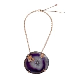 Chanel-Chanel Purple Amethyst Slice Necklace-Purple