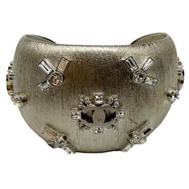 Chanel-Chanel Silver Jeweled Cuff Bracelet-Silvery