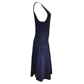 Ralph Lauren-Ralph Lauren Collection Navy Blue Sleeveless Flared Knit Midi Dress-Blue
