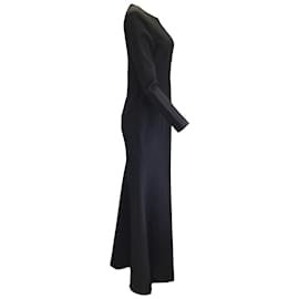 Rebecca Vallance-Rebecca Vallance Barbie Long Sleeved Open Back Crepe Gown / Formal Dress in Black-Black