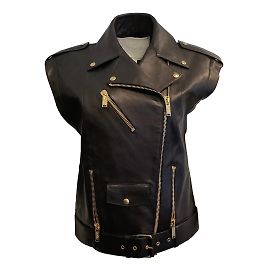Redemption Black Exaggerated Shoulder Moto Vest Black