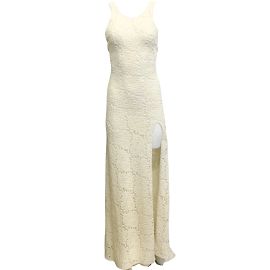 Redemption - Robe longue décontractée en dentelle ivoire à dos ouvert Écru