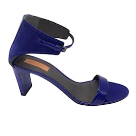 Reed Krakoff-Reed Krakoff Blue Patent Leather and Suede Block Heel Sandals-Blue