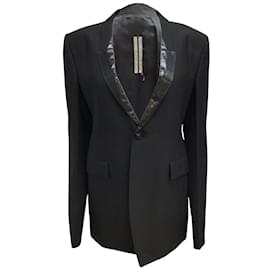 Rick Owens-Rick Owens Black Single Button Tuxedo-style Blazer-Black