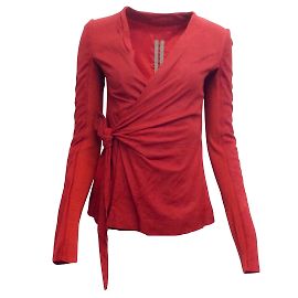 Rick Owens Red Suede Larry Wrap Jacket Red